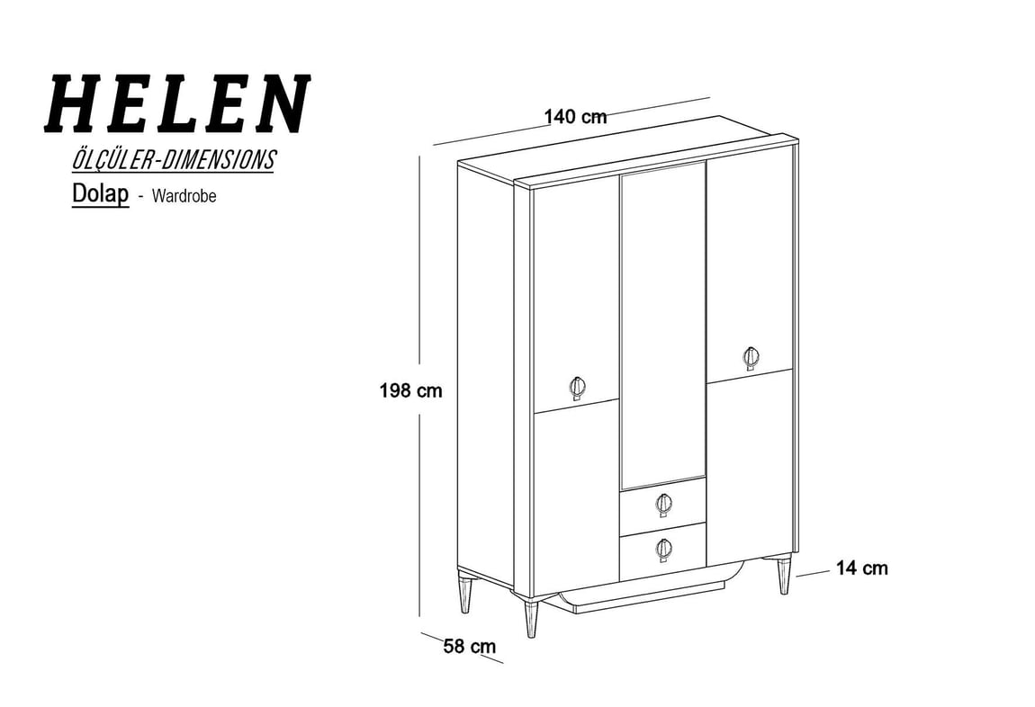 Helen 3 Kapılı Dolap