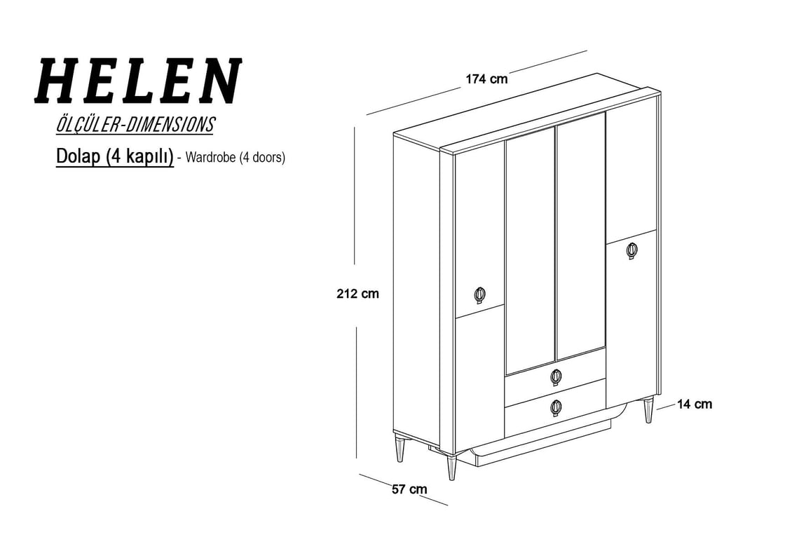 Helen 4 Kapılı Dolap