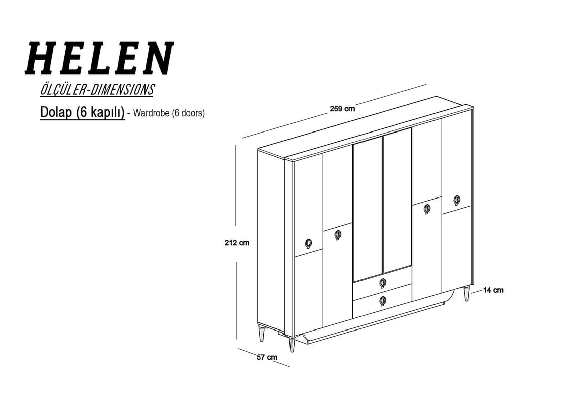 Helen 6 Kapılı Dolap