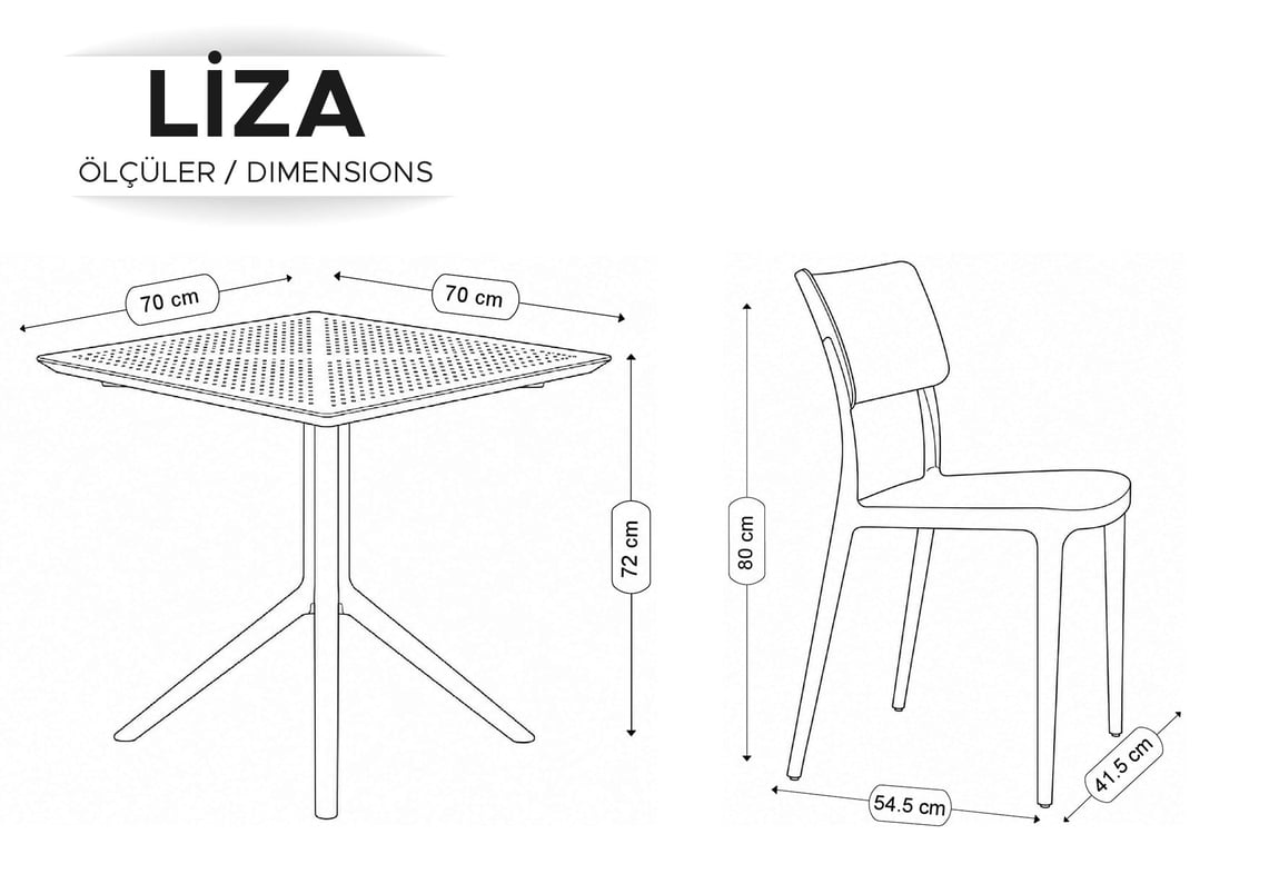 Liza Rattan Bahçe Balkon Masa Takımı 70x70 | Gündoğdu