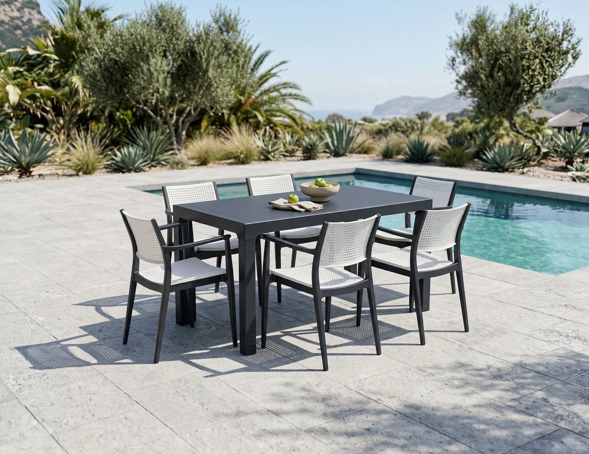 Messina Rattan Masa Camlı Antrasit 90x150 | Gündoğdu