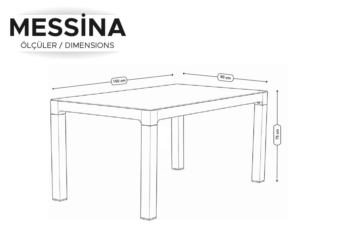Messina Rattan Masa Camlı Bej 90x150 | Gündoğdu