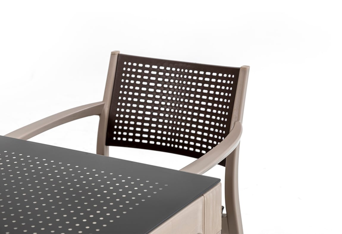 Messina Rattan Balkon Bahçe Masa Takımı Camlı Bej 90x90 | Gündoğdu 
