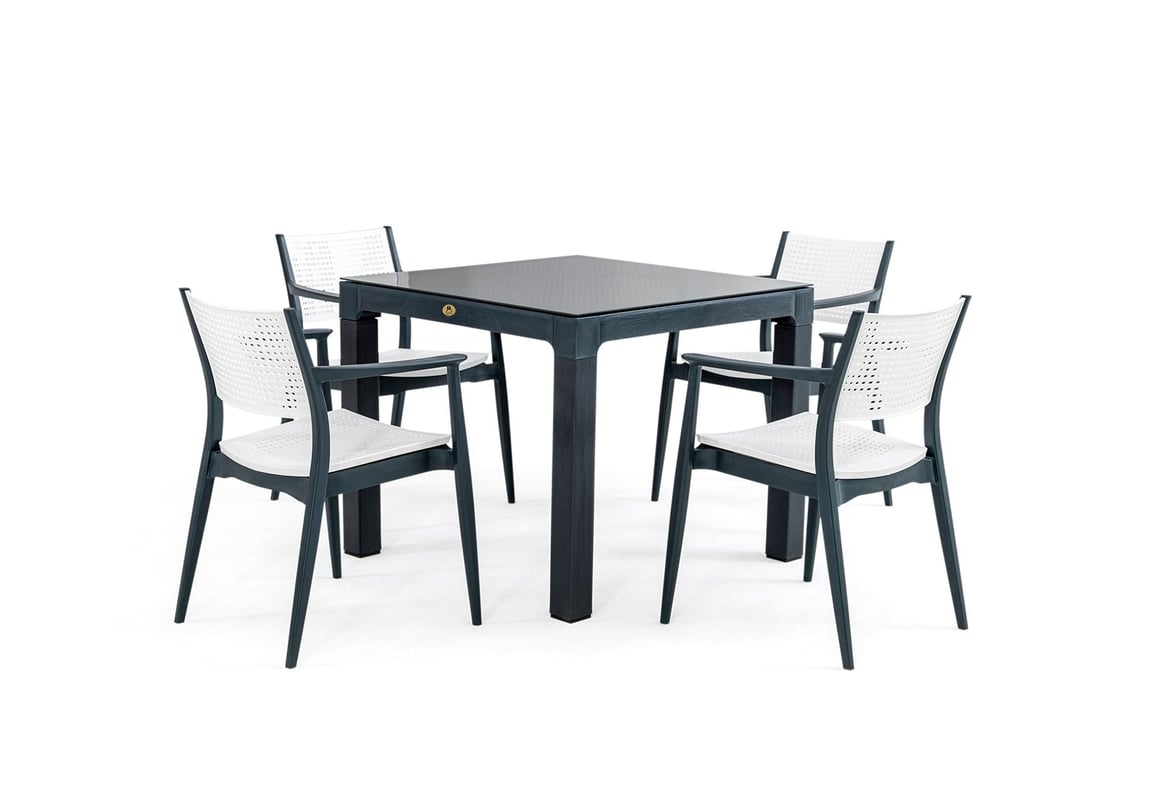 Messina Rattan Balkon Bahçe Masa Takımıı Camlı 90x90 | Gündoğdu