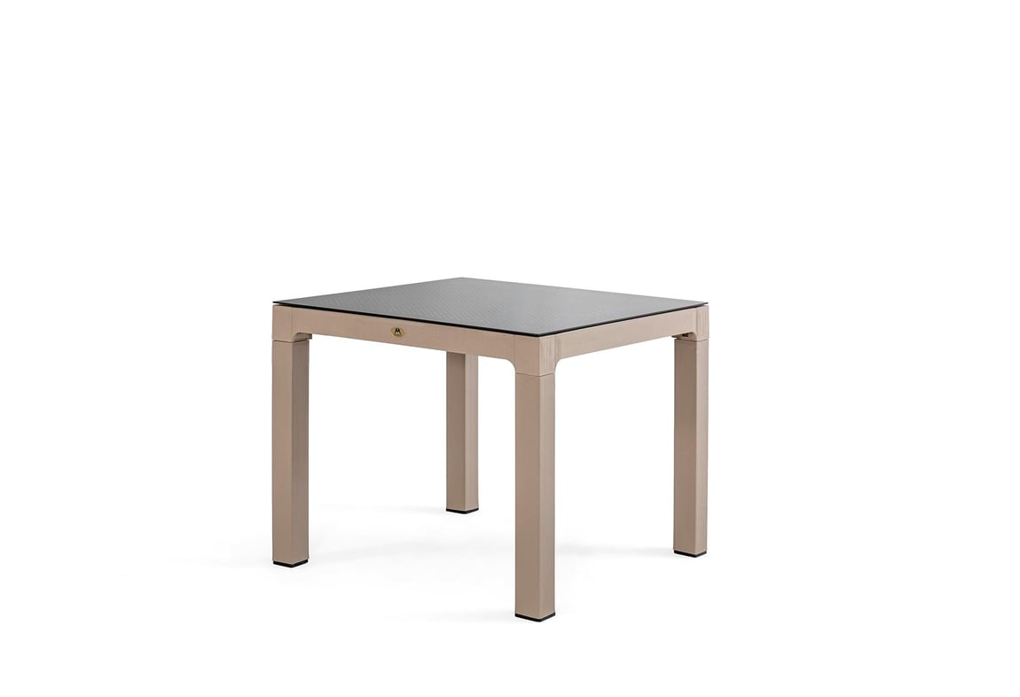 Messina Rattan Masa Camlı Bej 90x90 | Gündoğdu