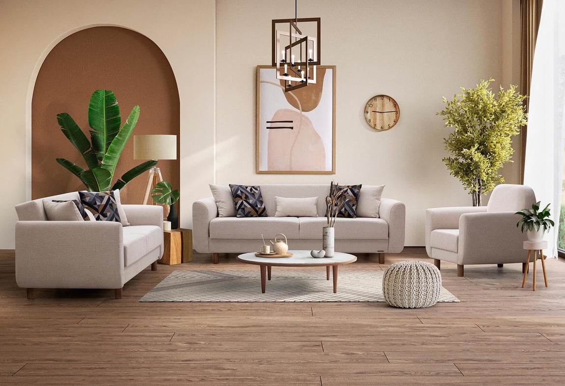 Nisa Koltuk Takımı (Krem-Krem)