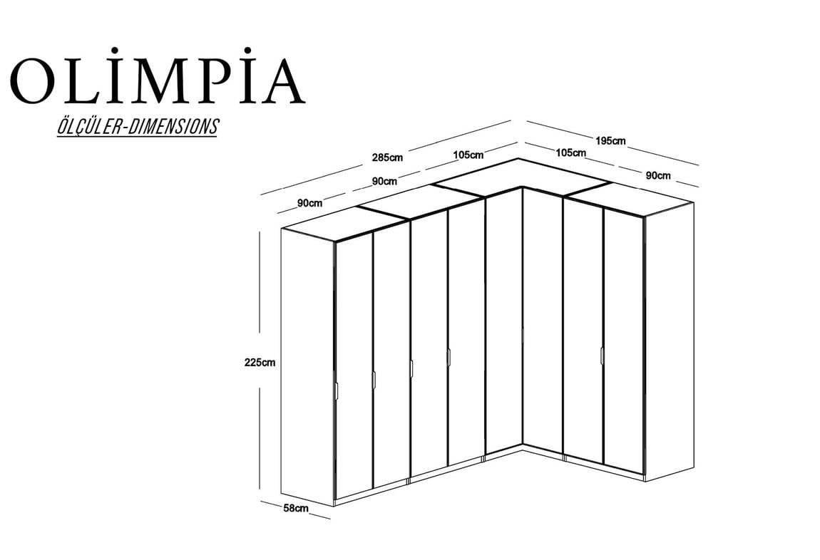 Köşe Dolabı Modeli Olimpia 7 Kapaklı Modül