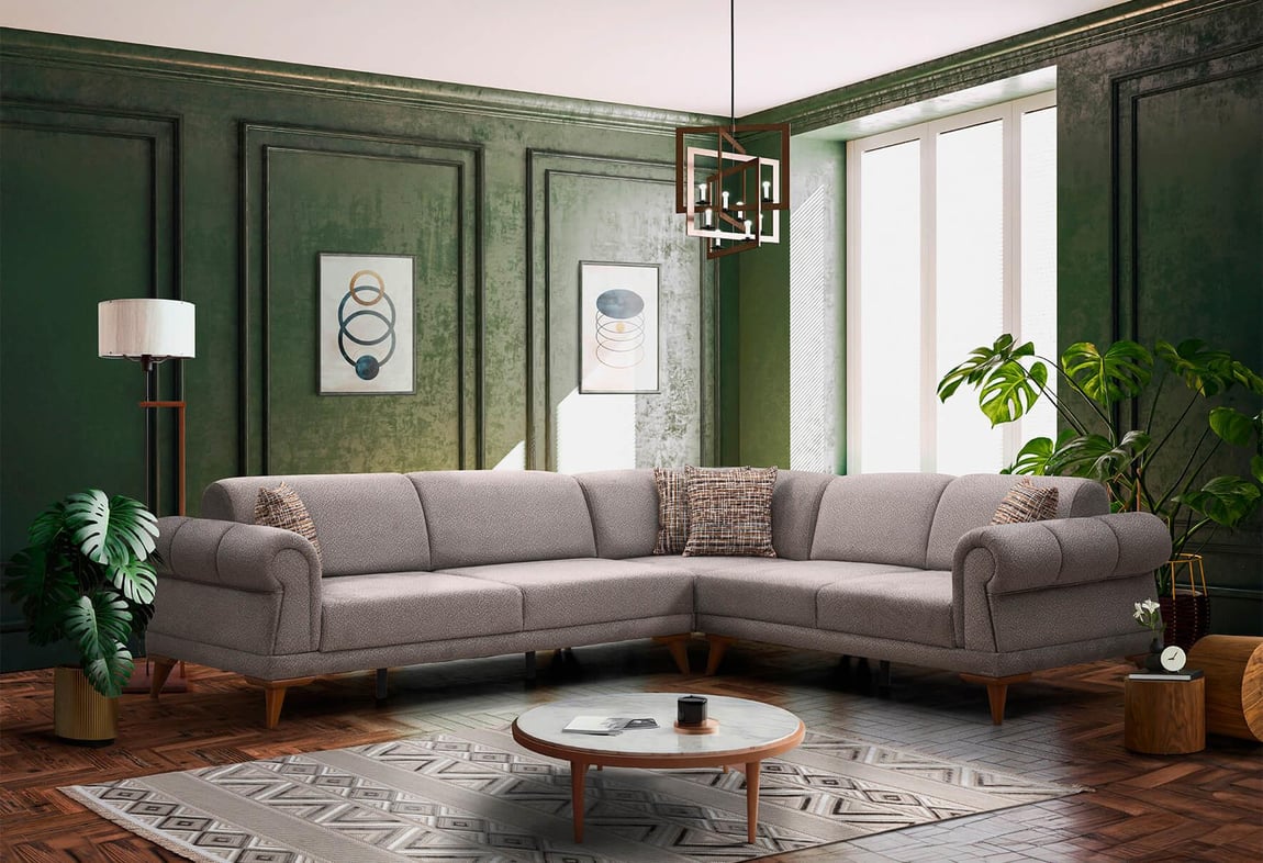 Retro Köşe Takımı (Sütlü Kahve)