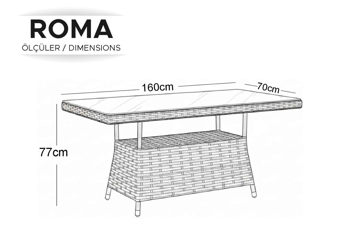 Roma Rattan Örme Balkon Bahçe Takımı (Bej) | Gündoğdu