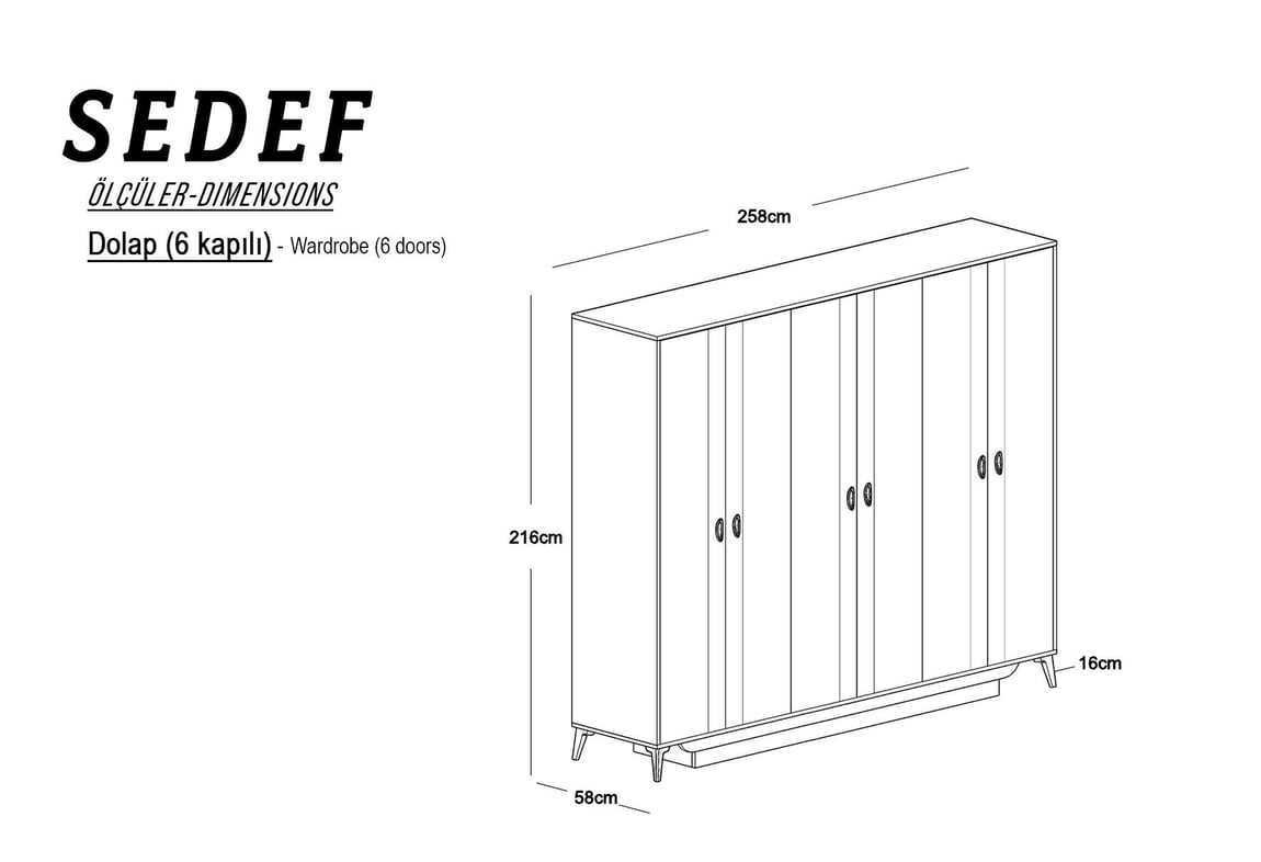Sedef 6 Kapılı Dolap