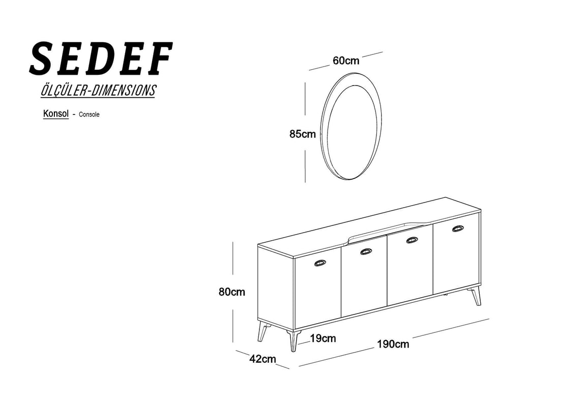 Sedef Konsol Ayna Paneli