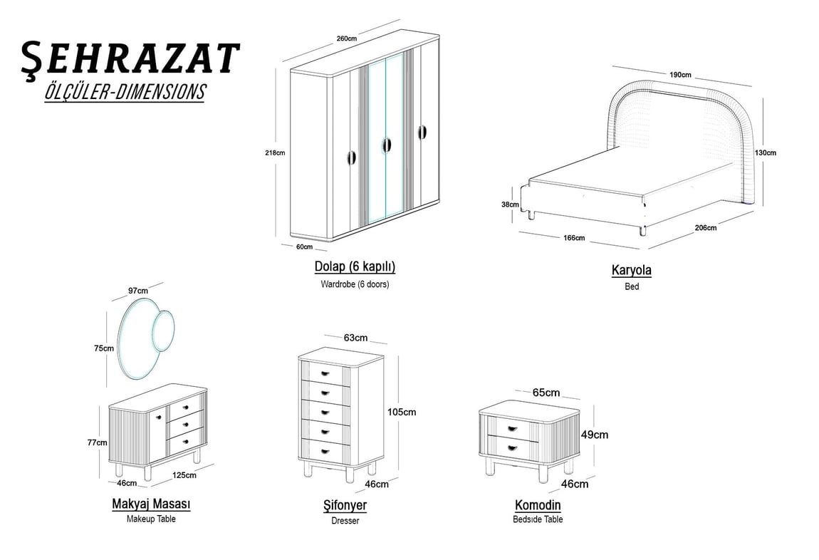 Şehrazat Yatak Odası Takımı | Gündoğdu