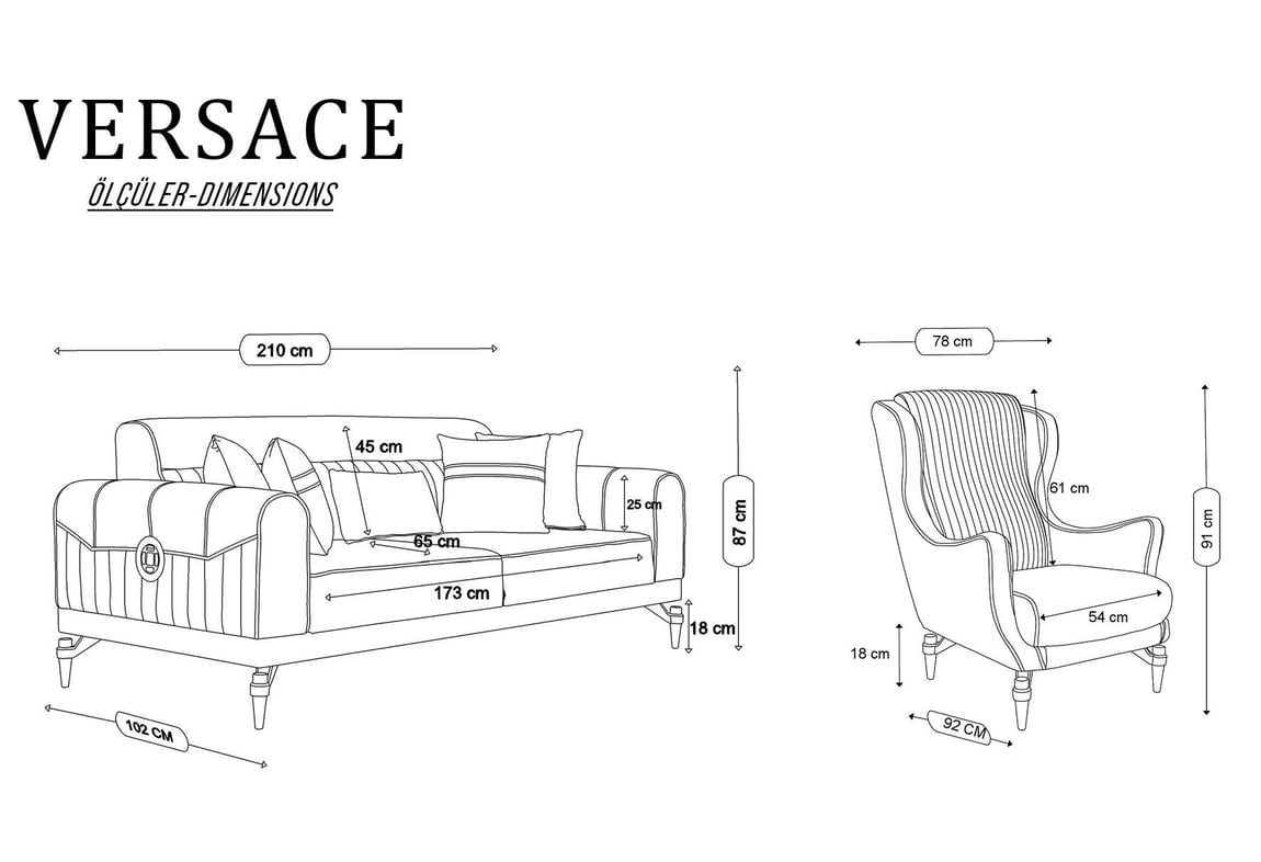 Versace Koltuk Takımı (Antrasit)