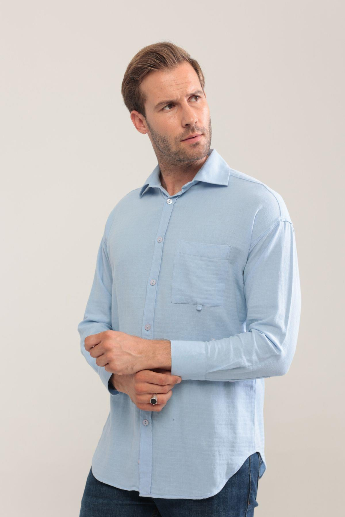 Erkek Oversize Basic Gömlek (HEDİYE KUTULU)