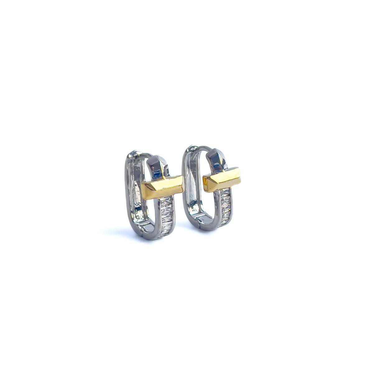 Özel Seri Gold Detaylı Silver Zirkon Luxury Küpe
