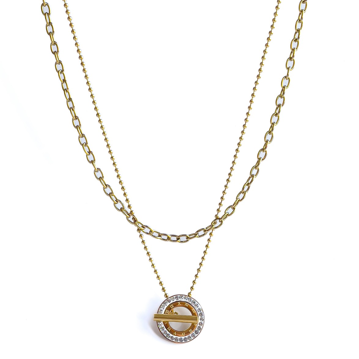 Velmora Gemici Kilit Uzun Kolye (Gold)