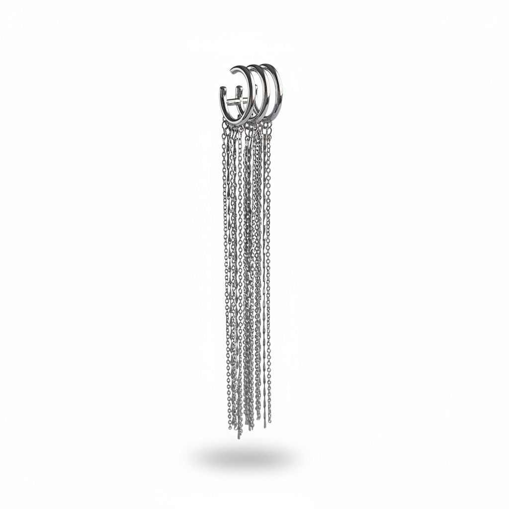Favorilere Ekle Stream Earcuff (Kıkırdak Küpe) - Silver