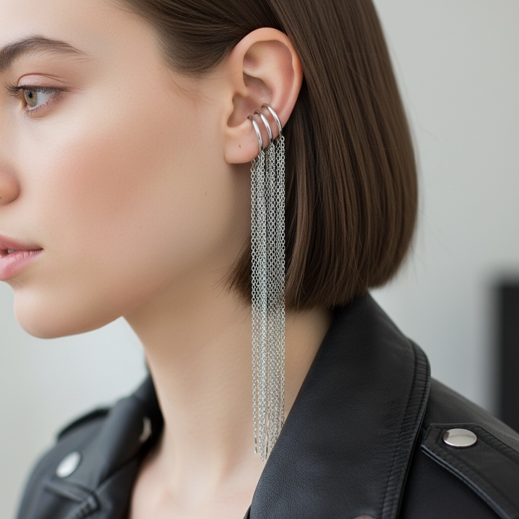 Favorilere Ekle Stream Earcuff (Kıkırdak Küpe) - Silver