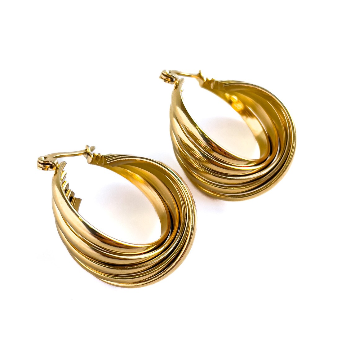 İç İçe Gold Çelik Küpe