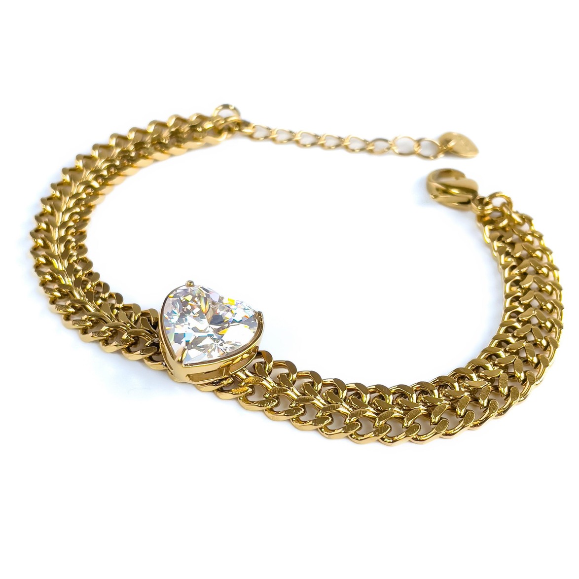 Kalp Luxury Gold Çelik Bileklik