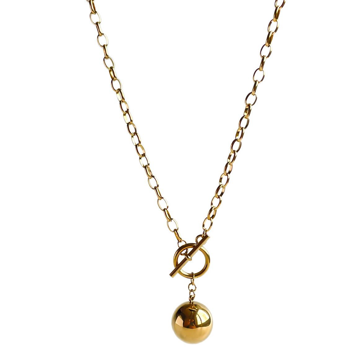 Lunore Gemici Kilit Çelik Kolye (Gold)