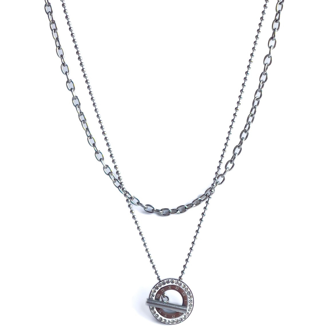 Velmora Gemici Kilit Uzun Kolye (Silver)