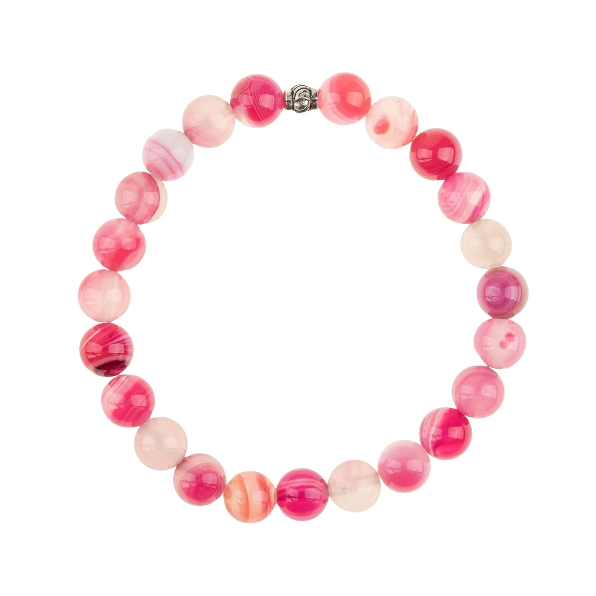 Pembe Akik Doğal Taş Bileklik (8mm Küre Kesim)