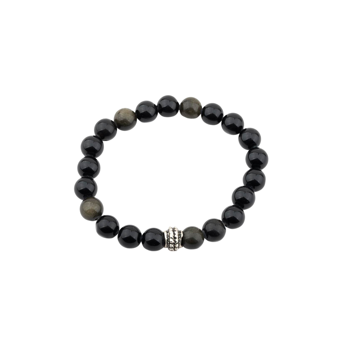 Karlı Obsidyen Doğal Taş Bileklik 8mm Küre Kesim