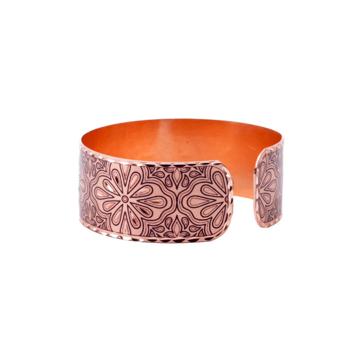 Çiçek Desenli Parlak Bakır Bileklik (Ayarlanabilir) 