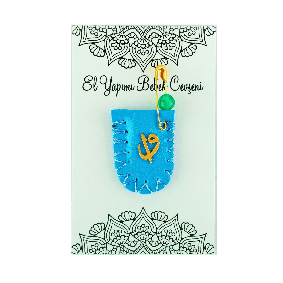 Akik Taşlı El Yapımı Bebek Cevşeni (Mavi)