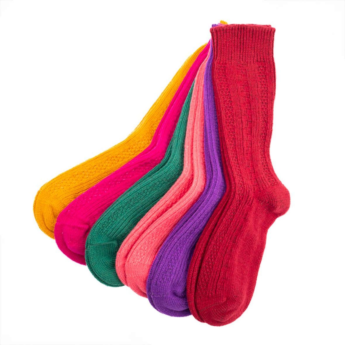 Dikişsiz Uzun Yün Çorap 6' lı (Renkli)