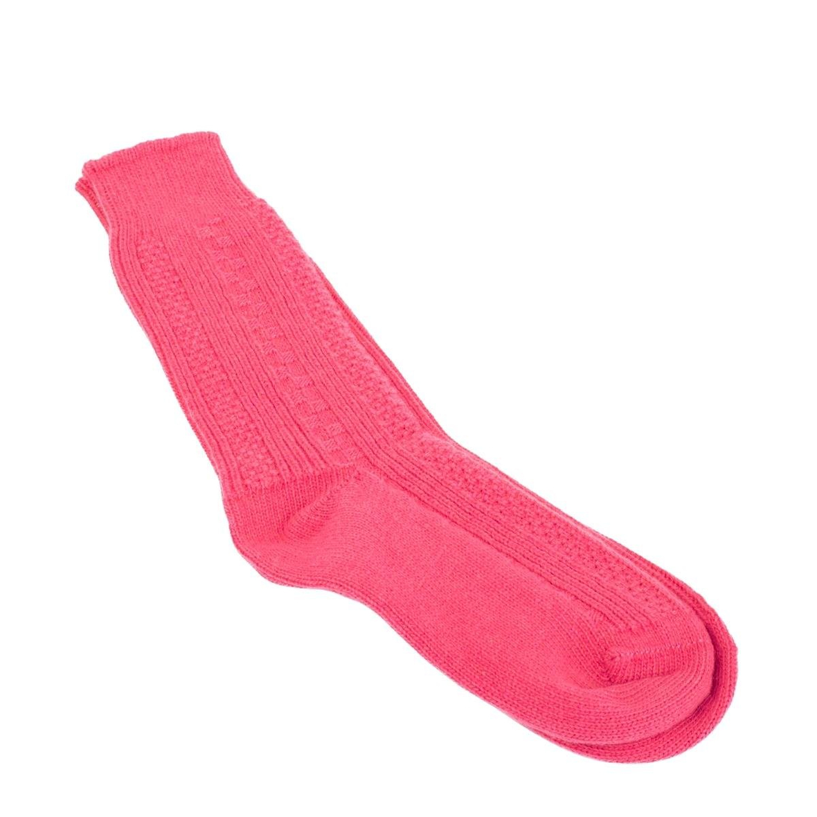 Dikişsiz Uzun Yün Çorap Fuşya