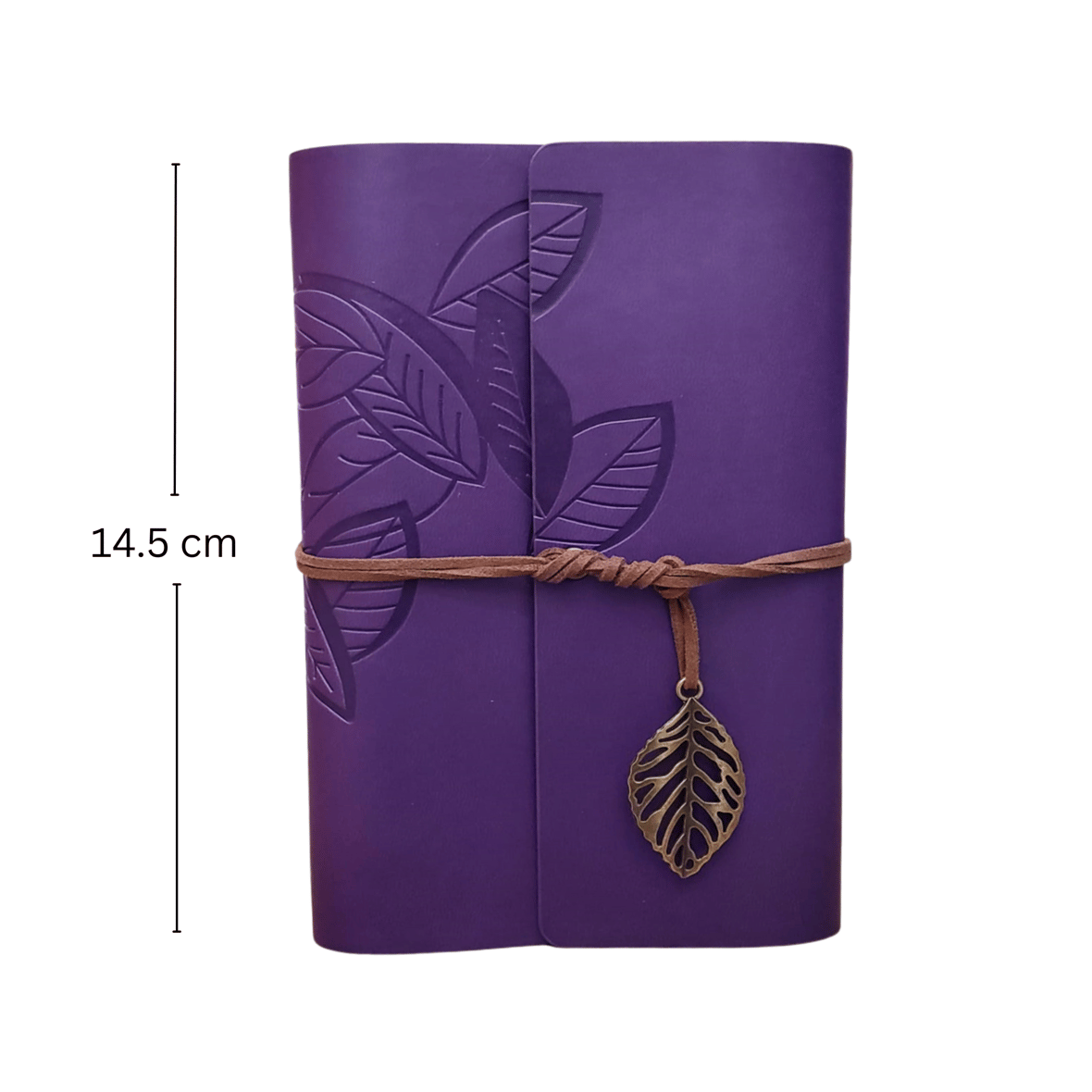 Yaprak Desenli Küçük Boy Deri Defter | Mor
