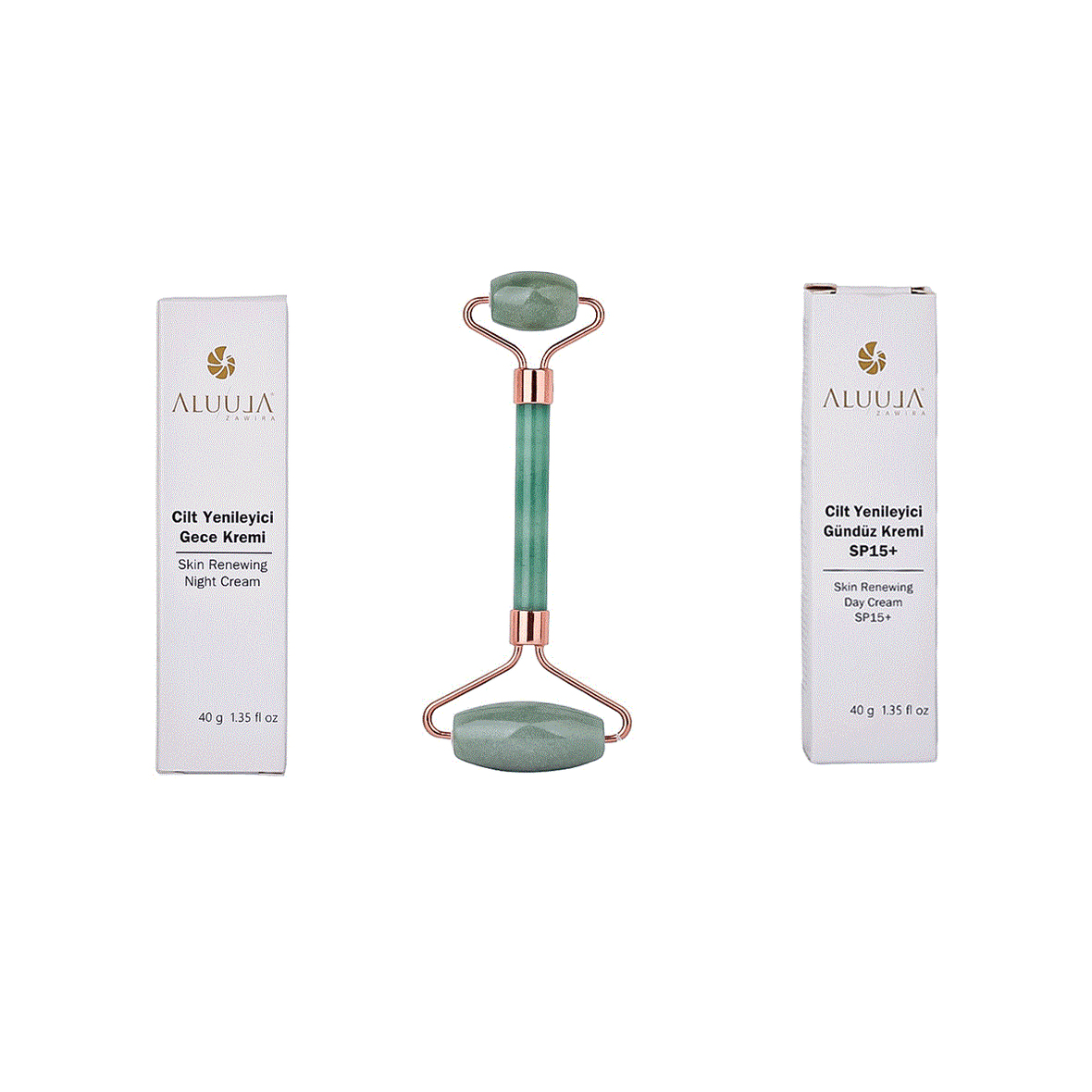 Geceden Gündüze Bakım Mucizesi: Gece Kremi + Gündüz Kremi | Jade Roller Hediye
