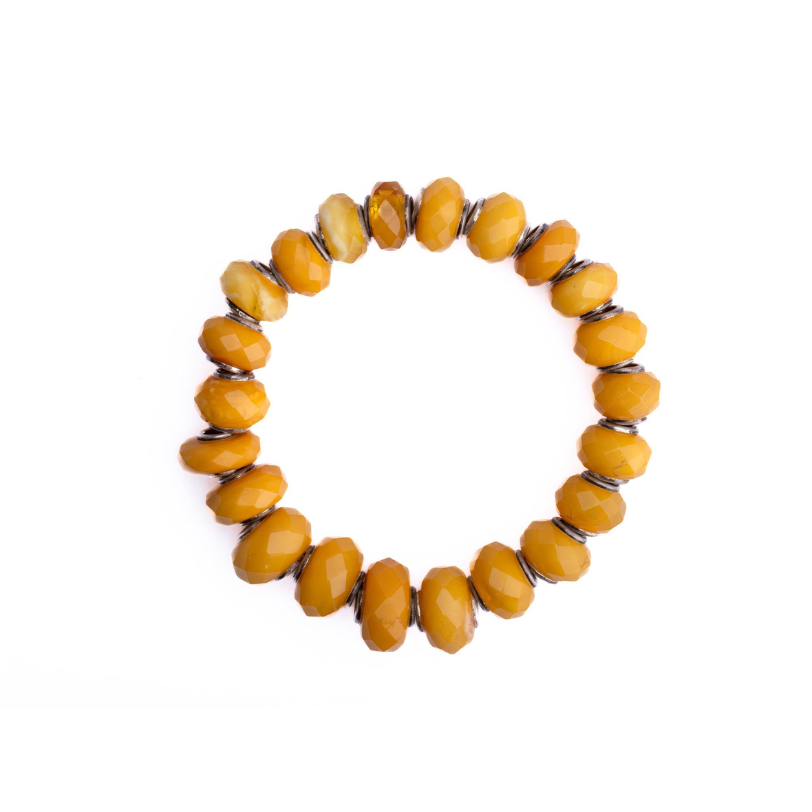 Gümüş Büyük Taşlı Kehribar Bileklik