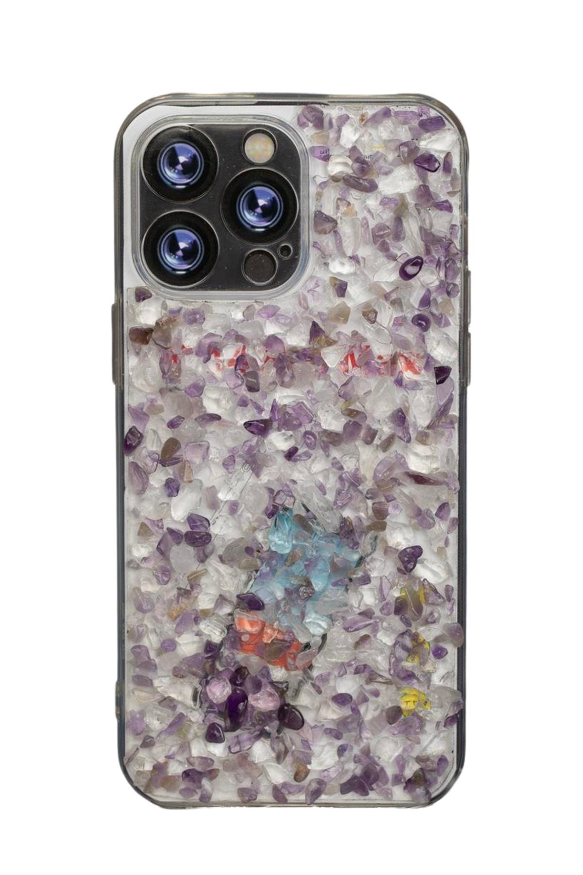 iPhone 14 Pro Max Ametist-Kristal Kuvars Telefon Kılıfı 