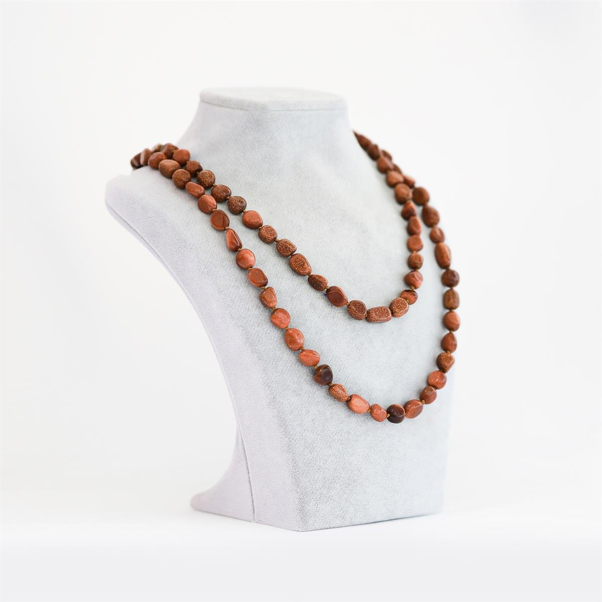 Kahverengi Yıldız Doğal Taş Düğümlü Tımbıl Kolye