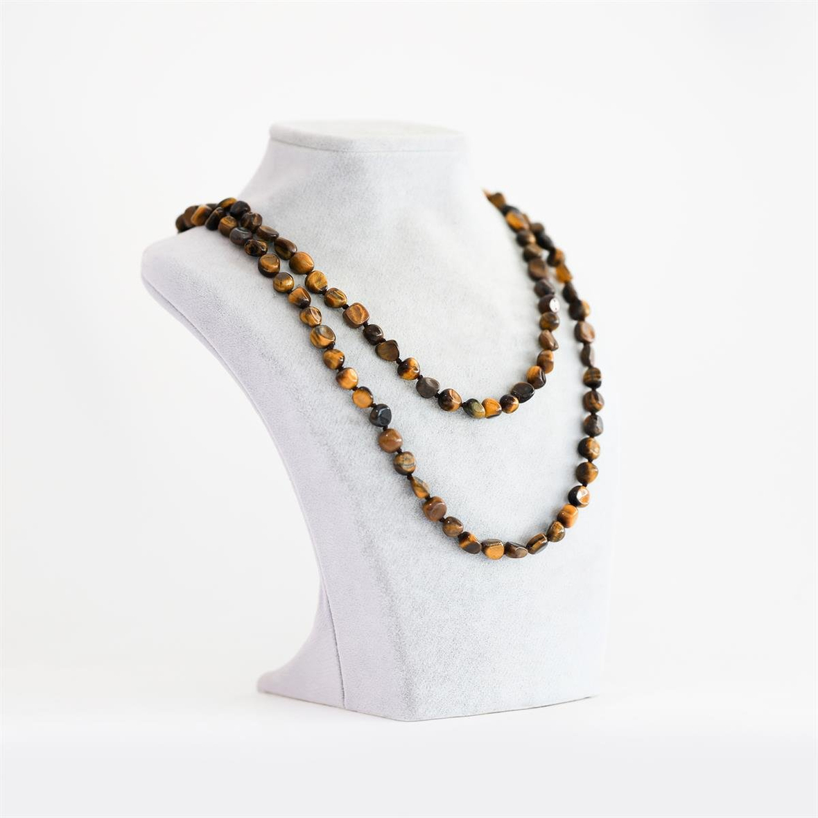 Kaplan Gözü Doğal Taş Düğümlü Tımbıl Kolye