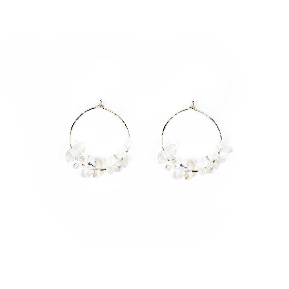 Kırık Kıristal Kuvars Doğal Taş Halka Küpe