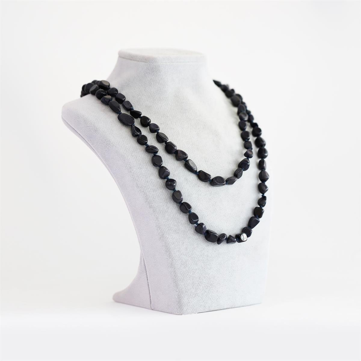 Lacivert Yıldız Doğal Taş Düğümlü Tımbıl Kolye