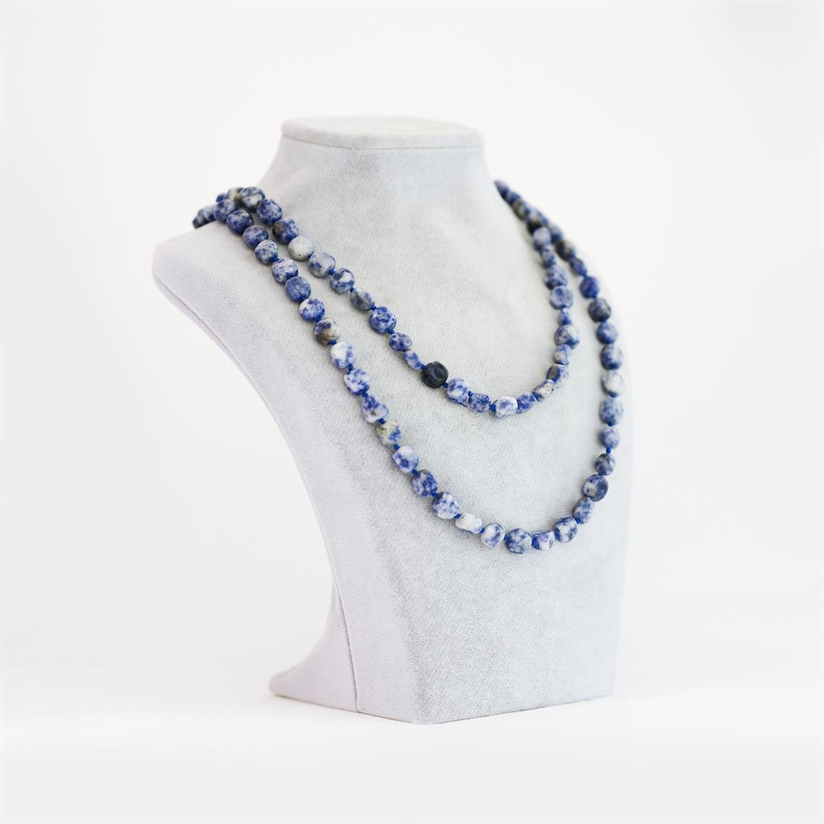 Mavi Aventurin Doğal Taş Düğümlü Tımbıl Kolye