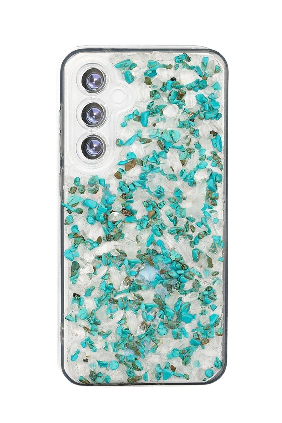 Samsung Galaxy S23 FE Turkuaz-Kristal Kuvars Telefon Kılıfı