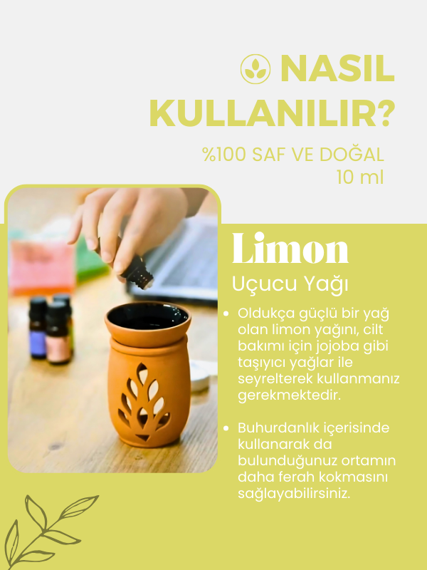%100 Saf Limon Kabuğu Uçucu Yağı 10 Ml