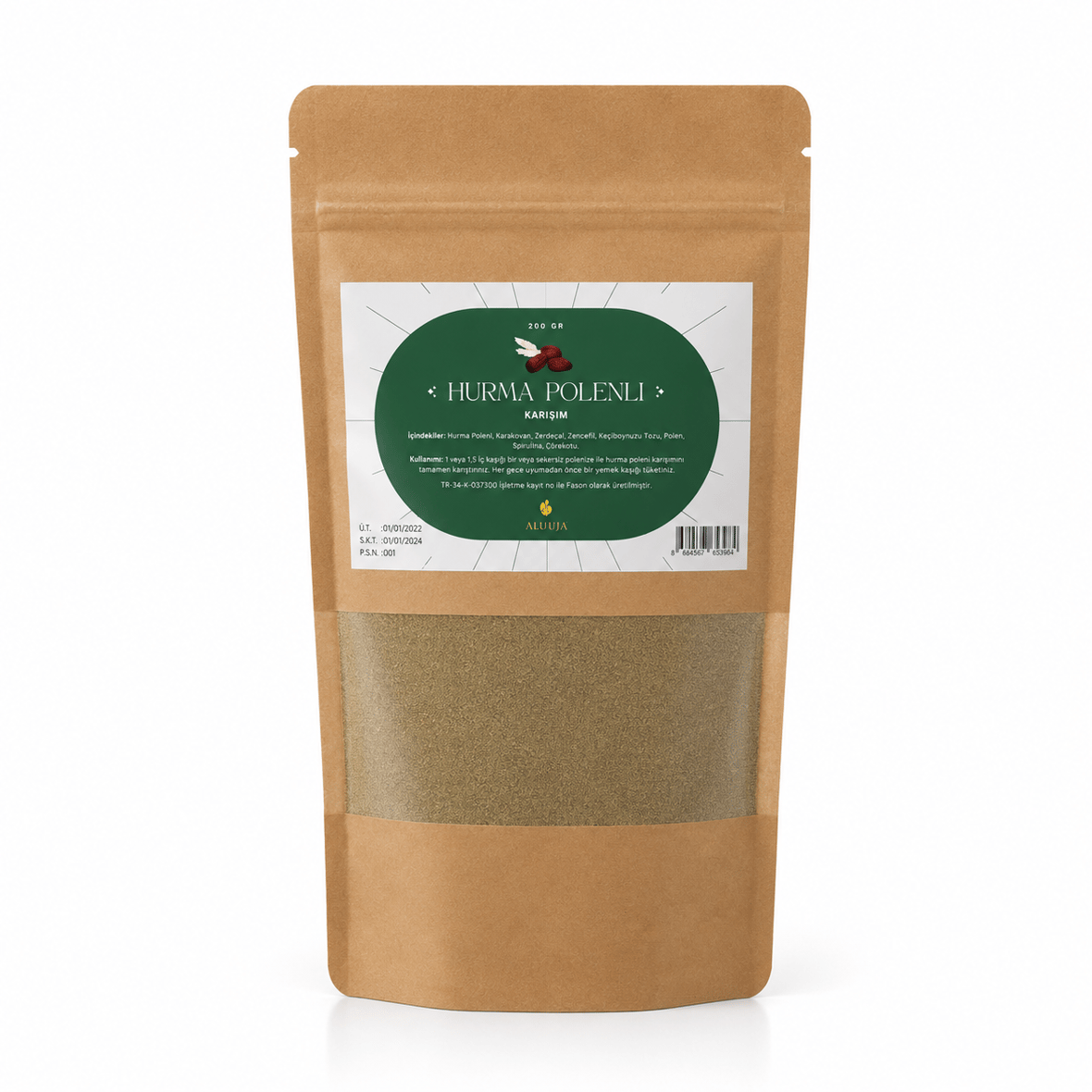 Bitkisel Hurma Polenli Toz Karışımı 200 Gr.