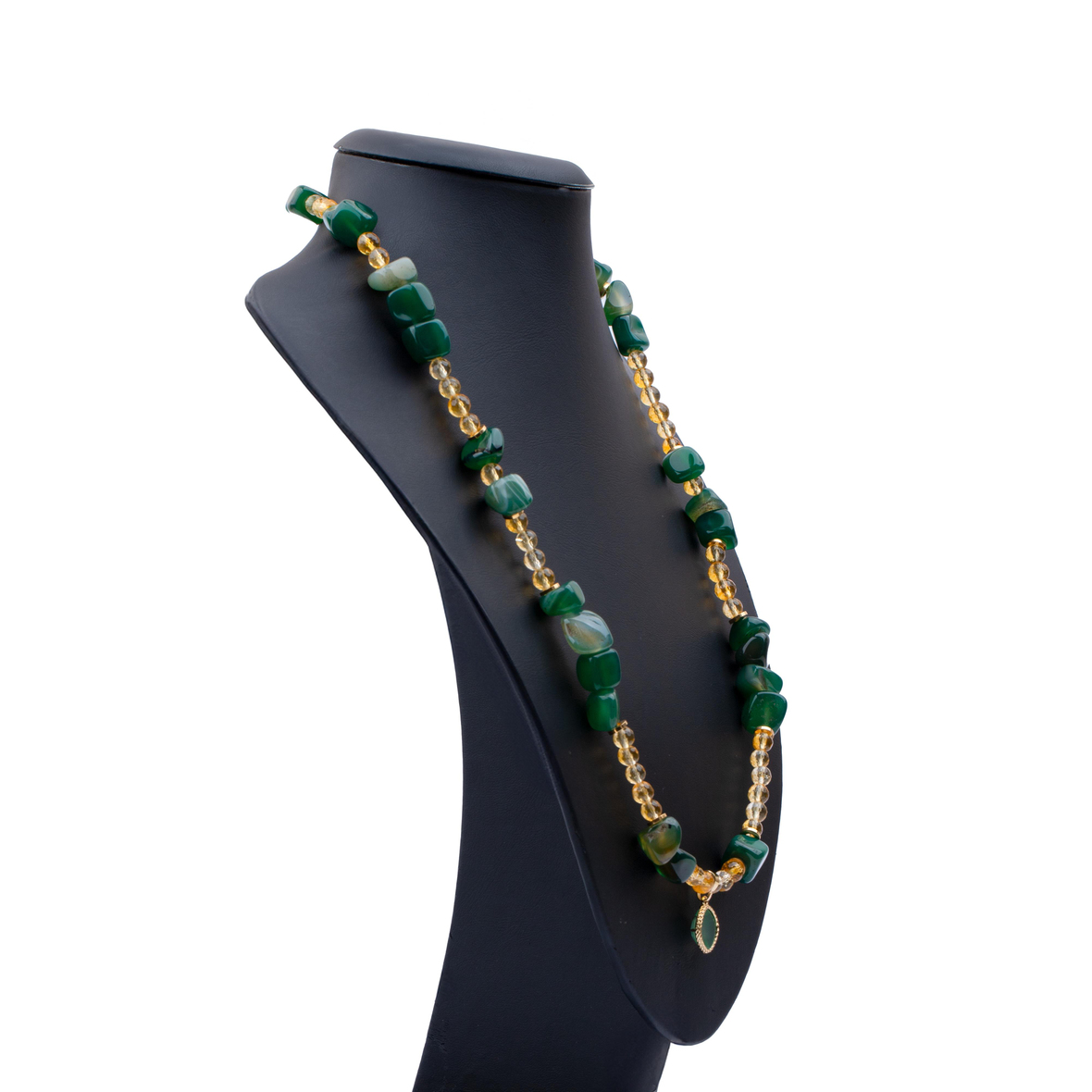 Akik Dengesi ve Sitrin Işıltısı Doğal Taş Kolye