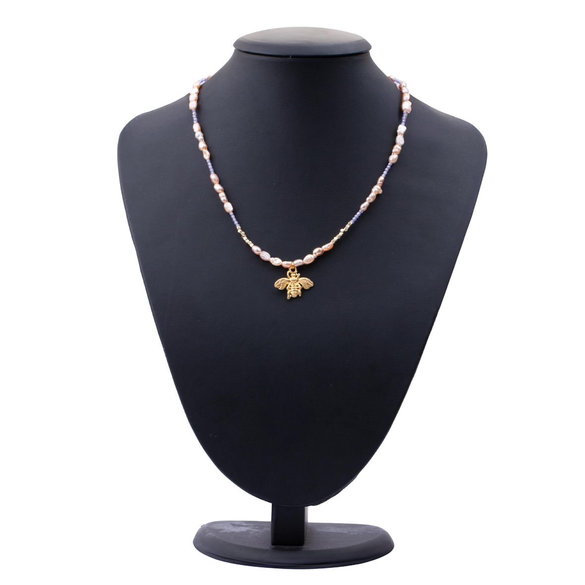 Altın Kanatlar Ametist ve İnci Doğal Taş Kolye