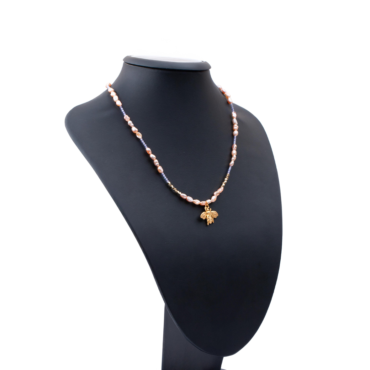 Altın Kanatlar Ametist ve İnci Doğal Taş Kolye