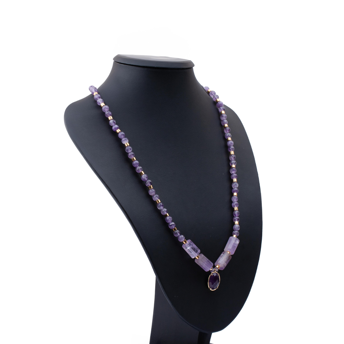 Ametist ve Ametrin Zarafeti Doğal Taş Kolye