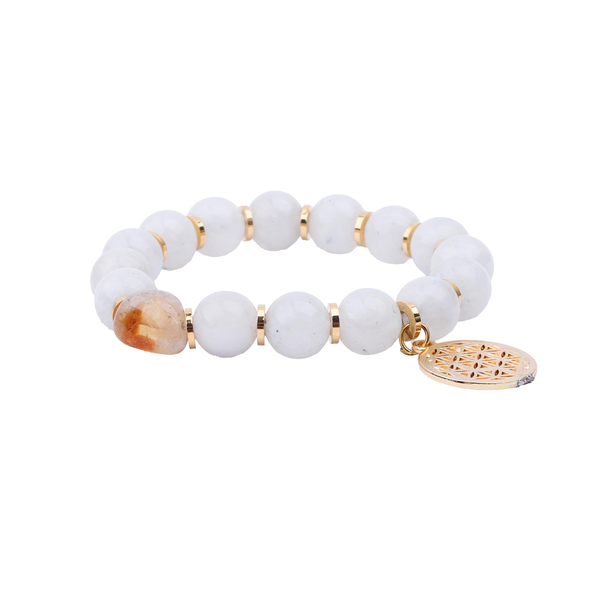 Ay Taşı Enerjisi ve Sitrin Ahengi Doğal Taş Bileklik