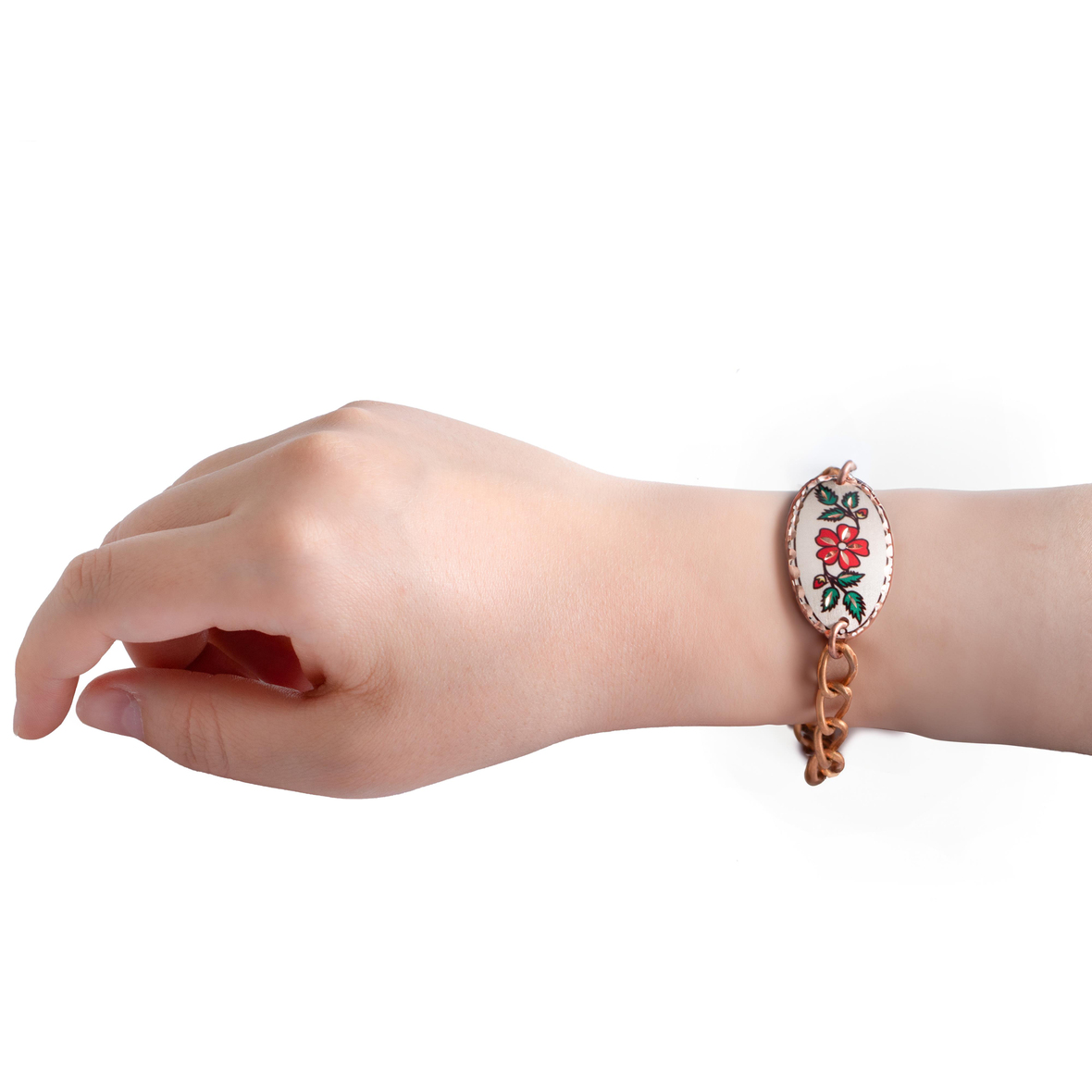 Bakır Künye Beyaz Bileklik